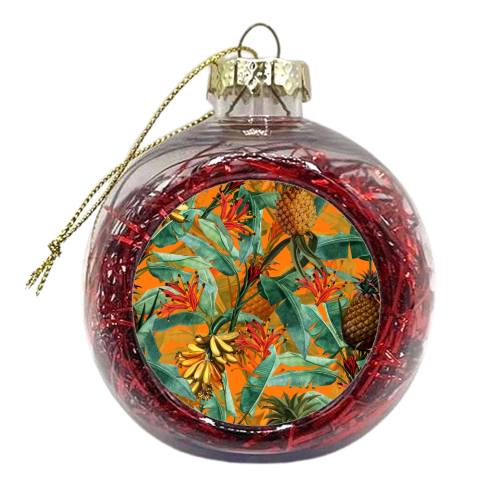 Tropical Jungle with Pineaplles and Bananas - xmas bauble by Uta Naumann