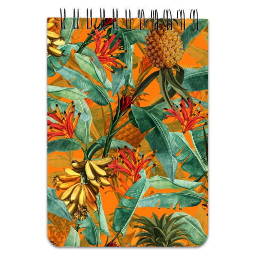 Tropical Jungle with Pineaplles and Bananas - personalised A4, A5, A6 notebook by Uta Naumann