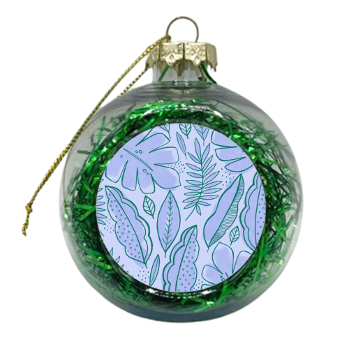 Tropical leaf line work - xmas bauble by sarah morley