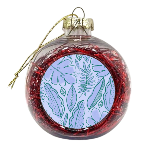 Tropical leaf line work - xmas bauble by sarah morley