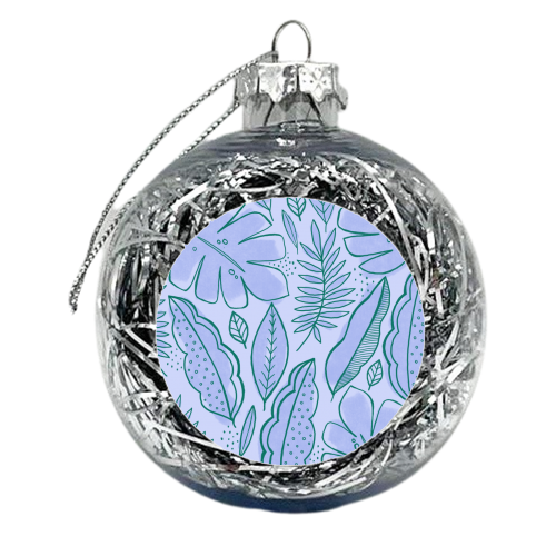 Tropical leaf line work - xmas bauble by sarah morley
