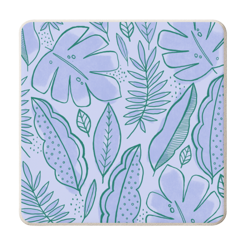 Tropical leaf line work - personalised beer coaster by sarah morley