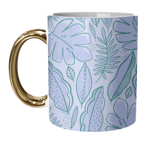 Tropical leaf line work - unique mug by sarah morley