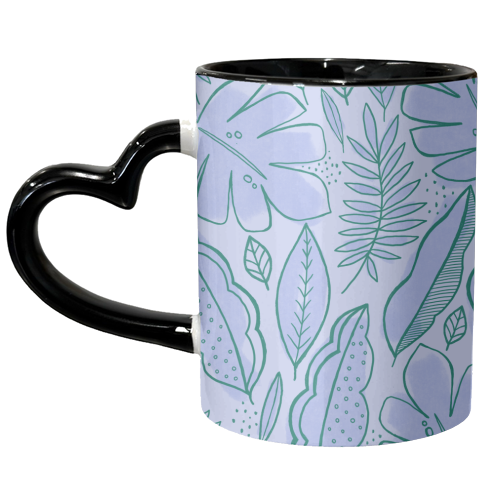 Tropical leaf line work - unique mug by sarah morley