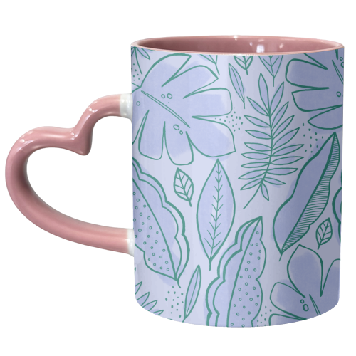 Tropical leaf line work - unique mug by sarah morley