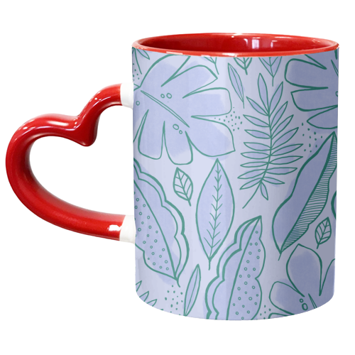 Tropical leaf line work - unique mug by sarah morley