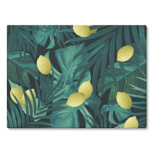 Tropical Lemon Twist Jungle Night #1 #tropical #decor #art - glass chopping board by Anita Bella Jantz