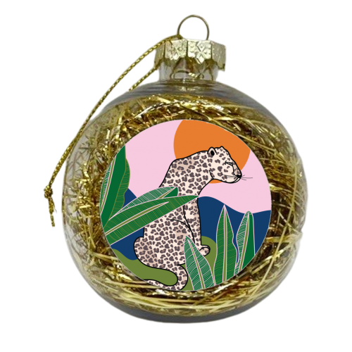 Tropical Leopard Illustration - xmas bauble by Mols & Mae