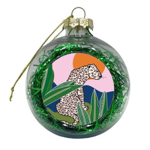 Tropical Leopard Illustration - xmas bauble by Mols & Mae