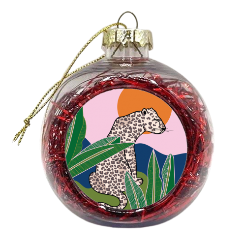 Tropical Leopard Illustration - xmas bauble by Mols & Mae