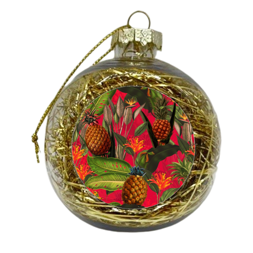Tropical Pineapple Jungle Pink - xmas bauble by Uta Naumann