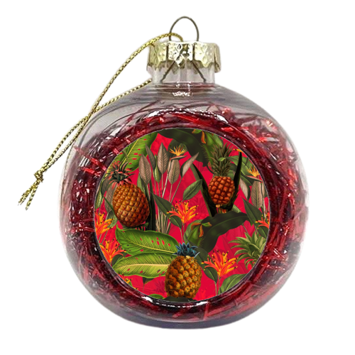 Tropical Pineapple Jungle Pink - xmas bauble by Uta Naumann