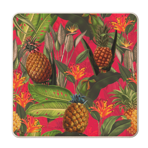 Tropical Pineapple Jungle Pink - personalised beer coaster by Uta Naumann