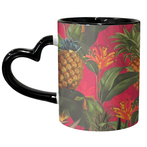 Tropical Pineapple Jungle Pink - unique mug by Uta Naumann
