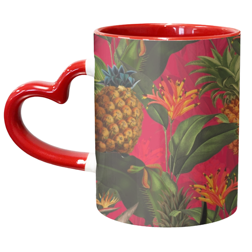 Tropical Pineapple Jungle Pink - unique mug by Uta Naumann
