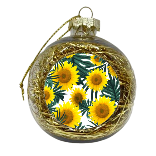 Tropical Sunflower Jungle Leaves Pattern #1 #tropical #decor #art - xmas bauble by Anita Bella Jantz