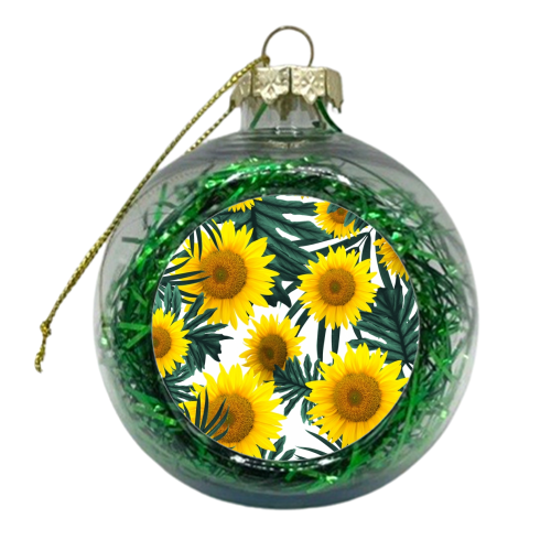 Tropical Sunflower Jungle Leaves Pattern #1 #tropical #decor #art - xmas bauble by Anita Bella Jantz