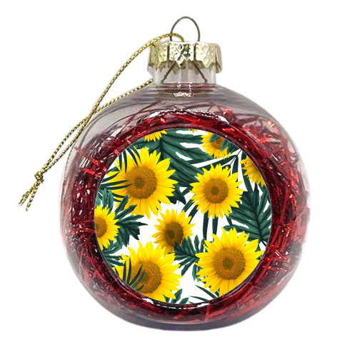 Tropical Sunflower Jungle Leaves Pattern #1 #tropical #decor #art - xmas bauble by Anita Bella Jantz