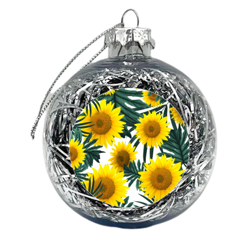Tropical Sunflower Jungle Leaves Pattern #1 #tropical #decor #art - xmas bauble by Anita Bella Jantz