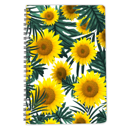 Tropical Sunflower Jungle Leaves Pattern #1 #tropical #decor #art - personalised A4, A5, A6 notebook by Anita Bella Jantz