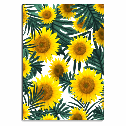 Tropical Sunflower Jungle Leaves Pattern #1 #tropical #decor #art - personalised A4, A5, A6 notebook by Anita Bella Jantz