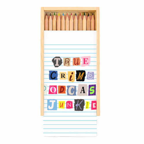 True Crime Podcast Junkie - Coloured Pencils with Box by Lilly Rose