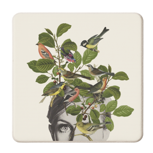 Twiggy Eyes - personalised beer coaster by Frida Floral Studio