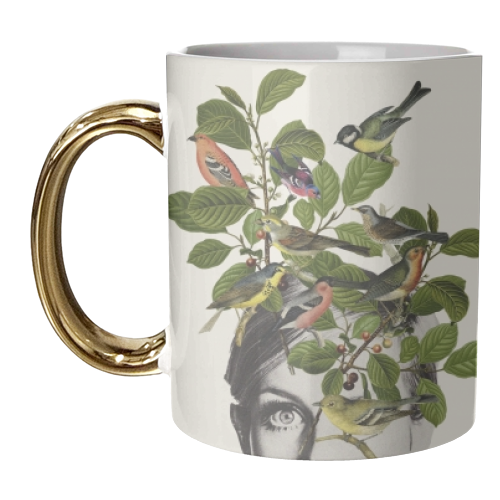 Twiggy Eyes - unique mug by Frida Floral Studio