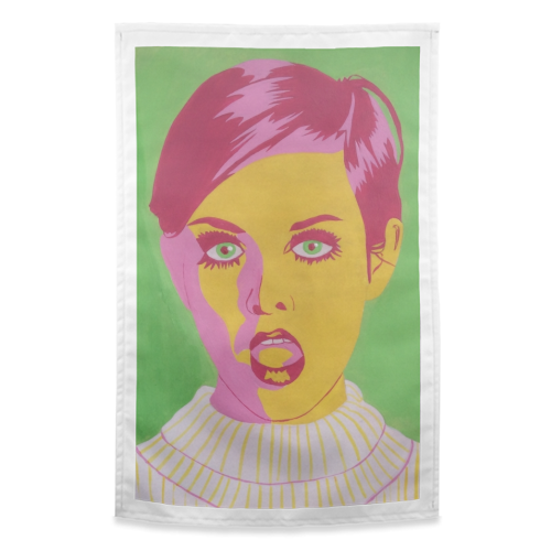 Twiggy - funny tea towel by Athena Hill