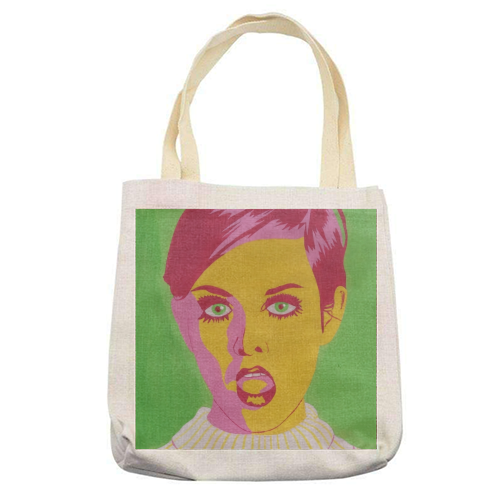 Twiggy - printed canvas tote bag by Athena Hill
