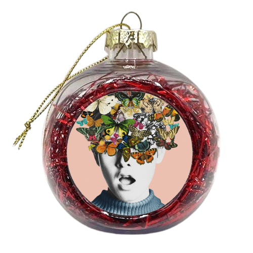 Twiggy Surprise Butterflies Pink - xmas bauble by Frida Floral Studio