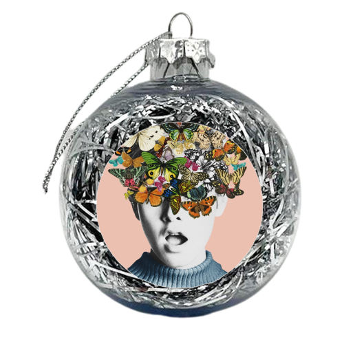 Twiggy Surprise Butterflies Pink - xmas bauble by Frida Floral Studio
