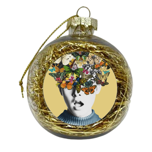 Twiggy Surprise Butterflies Yellow - xmas bauble by Frida Floral Studio
