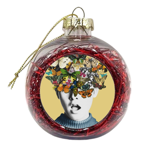 Twiggy Surprise Butterflies Yellow - xmas bauble by Frida Floral Studio
