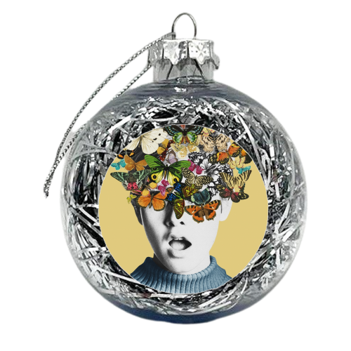 Twiggy Surprise Butterflies Yellow - xmas bauble by Frida Floral Studio