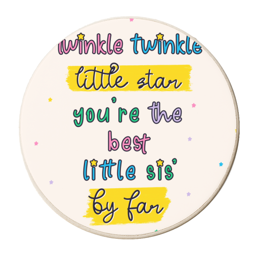 Twinkle Twinkle Little Star Sister - Cute Rhyme Typography - personalised beer coaster by Lisa Wardle