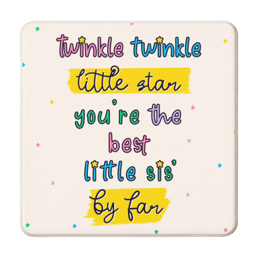 Twinkle Twinkle Little Star Sister - Cute Rhyme Typography - personalised beer coaster by Lisa Wardle