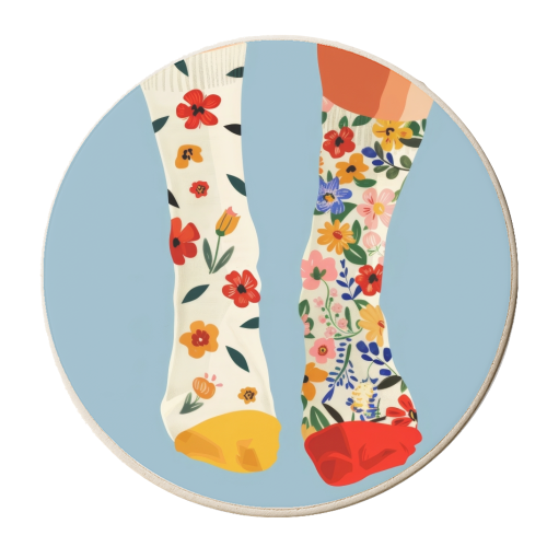 Two Floral Socks - personalised beer coaster by DejaReve