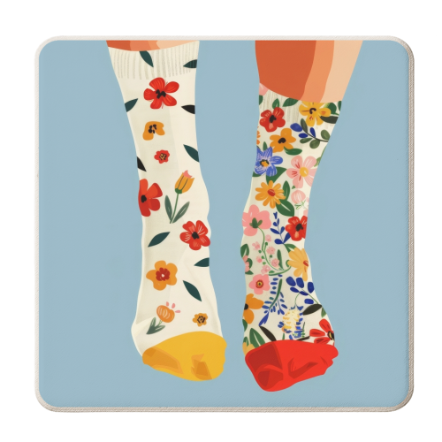 Two Floral Socks - personalised beer coaster by DejaReve