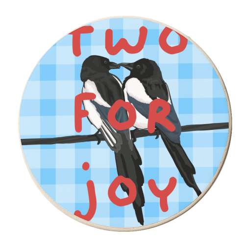 Two for Joy - Two Magpies Illustration - personalised beer coaster by By Rosybum