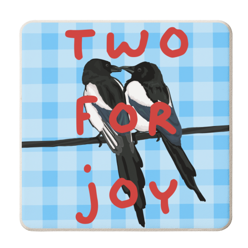 Two for Joy - Two Magpies Illustration - personalised beer coaster by By Rosybum
