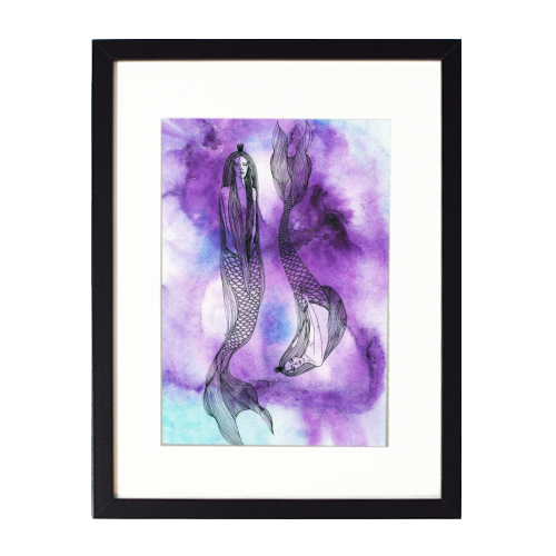 Two mermaids - framed poster print by Aleshka K