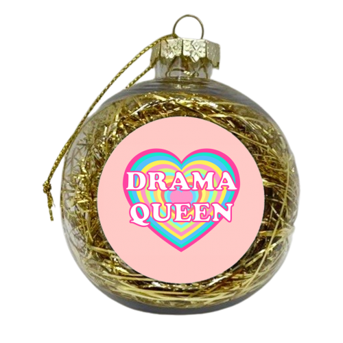 Typographic Drama Queen Heart - xmas bauble by Adam Regester