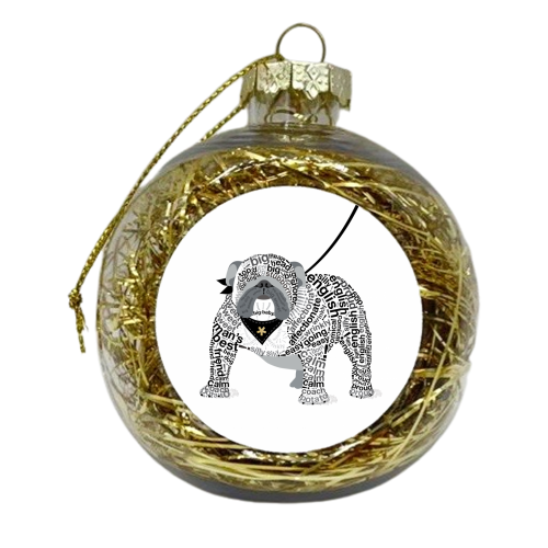 Typographic English Bulldog - xmas bauble by Dominique Vari