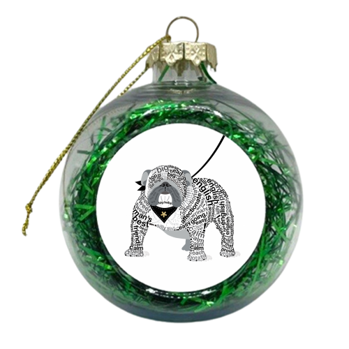 Typographic English Bulldog - xmas bauble by Dominique Vari