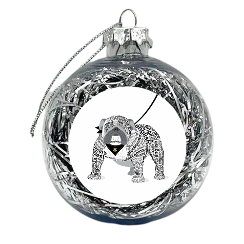 Typographic English Bulldog - xmas bauble by Dominique Vari
