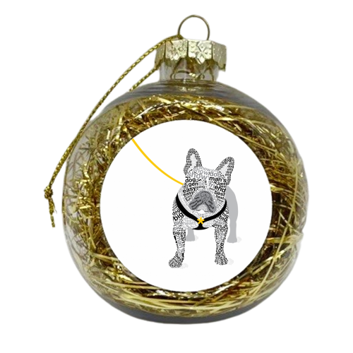 Typographic French Bulldog - xmas bauble by Dominique Vari