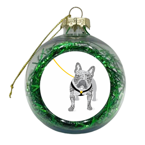 Typographic French Bulldog - xmas bauble by Dominique Vari