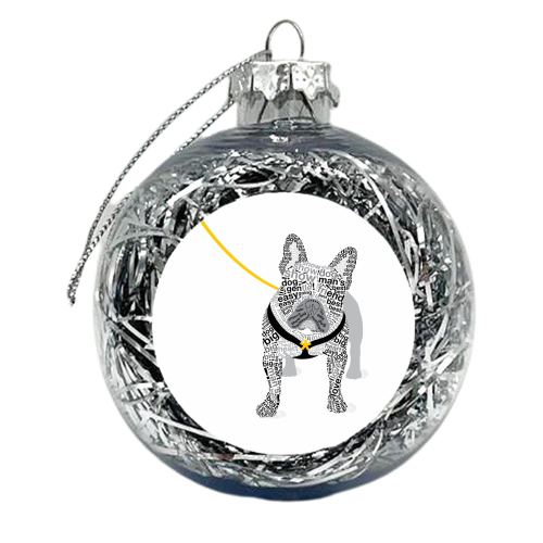 Typographic French Bulldog - xmas bauble by Dominique Vari