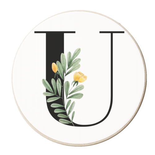 U Floral Letter Initial - personalised beer coaster by Toni Scott